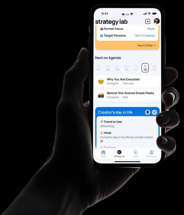 Hand holding phone showing weekly strategy
